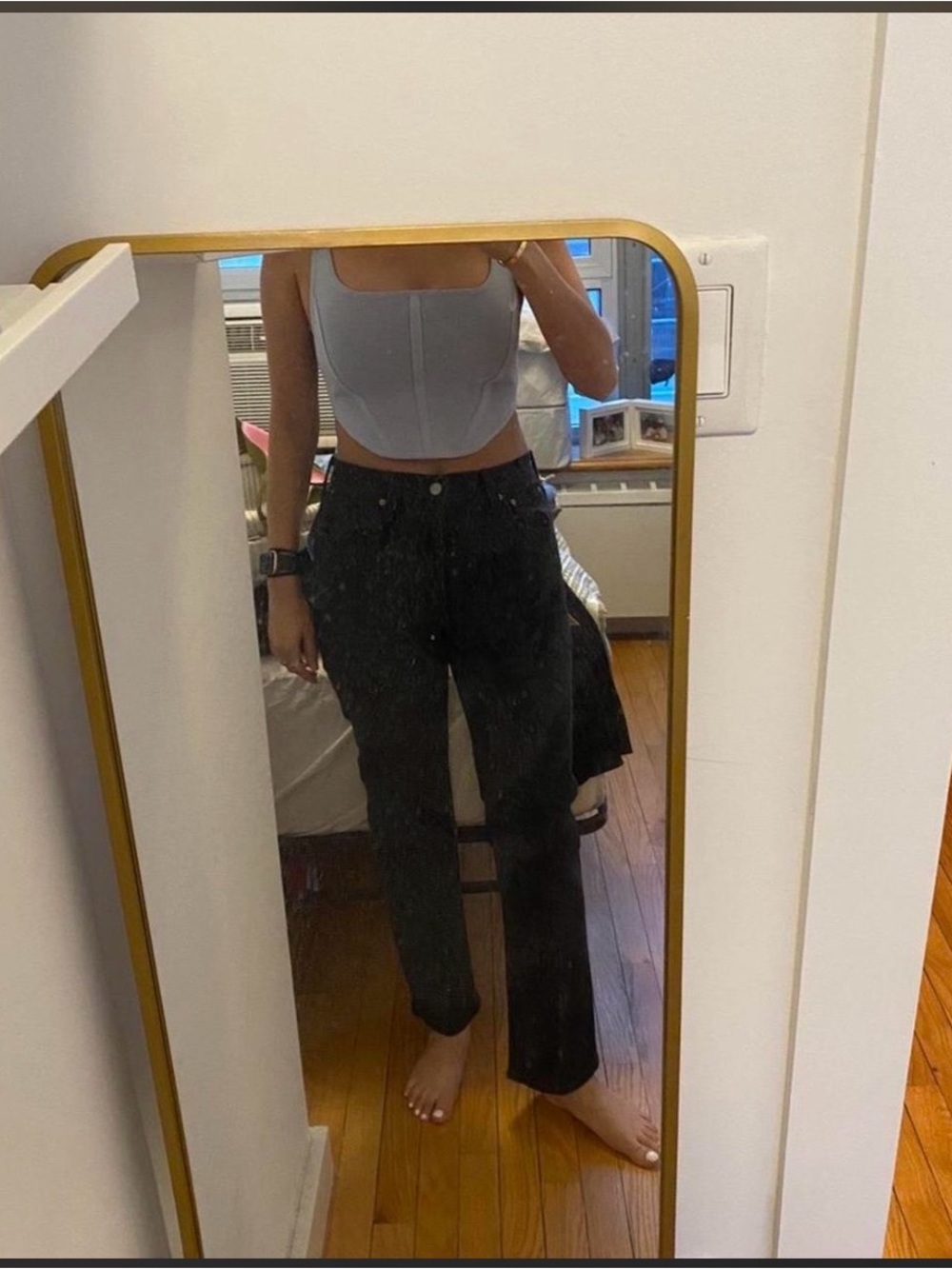 Light Blue Square Neck Crop Top - Aritzia